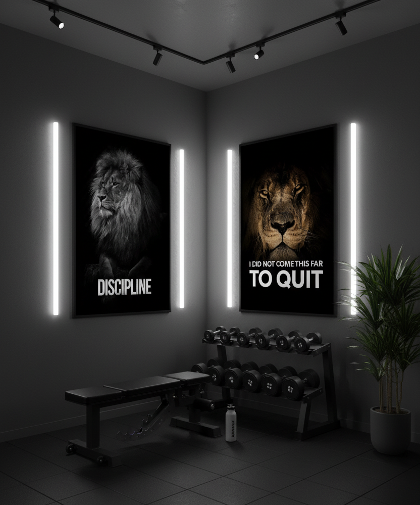 Discipline & Never Quit – 2-Panel Motivational Wall Art