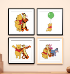 4 Panel Winnie the Pooh Wall Art – Sweet Adventures for Kids’ Room