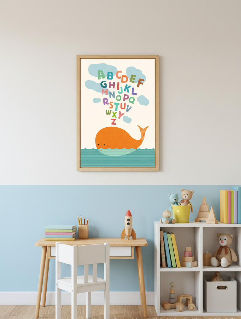 Alphabet Whale – Kids Educational Wall Art