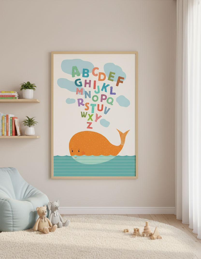 Alphabet Whale – Kids Educational Wall Art
