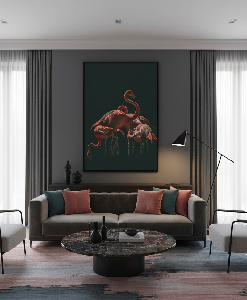 Graceful Flamingos Wall Art Panel