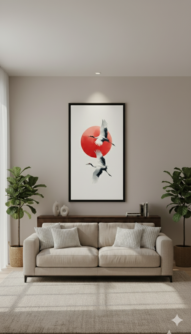 Grace in Flight – Crane Birds Wall Art Panel