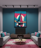 Tranquil Voyage – Boat Beneath the White Sun Wall Art