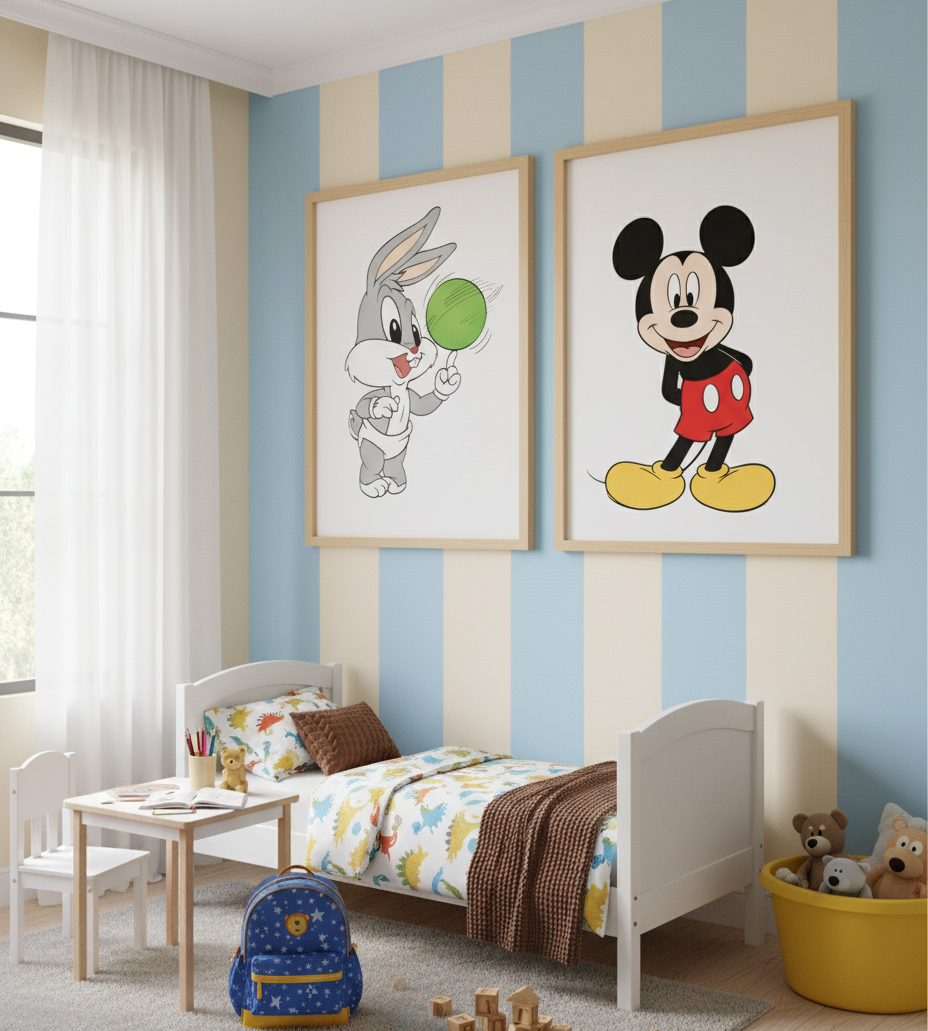 Bugs Bunny & Mickey Mouse – 2 Panel Kids Wall Art
