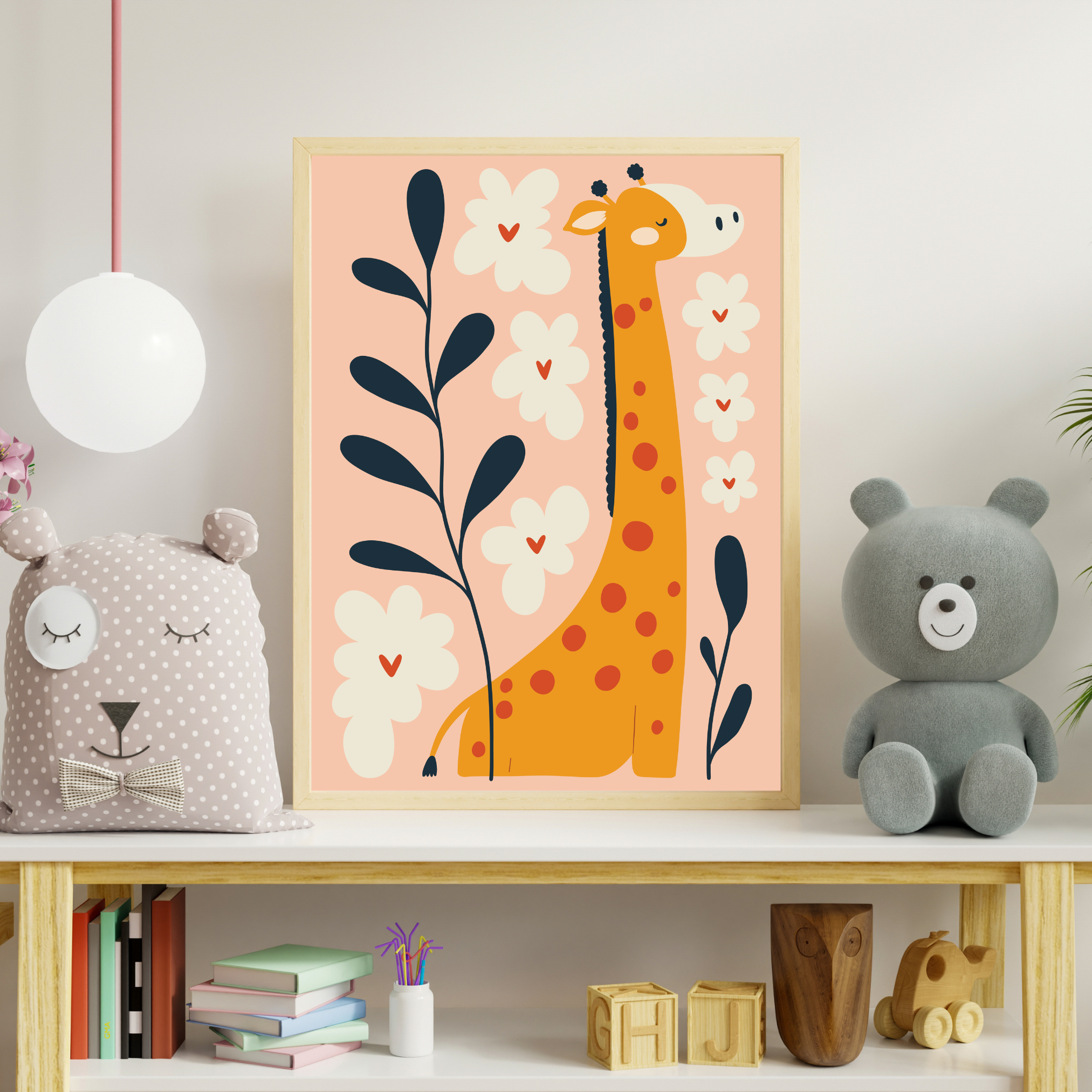 Gentle Giraffe – Cartoon Wall Art for Kids