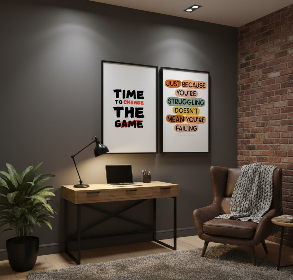 Change & Rise – 2-Panel Motivational Wall Art