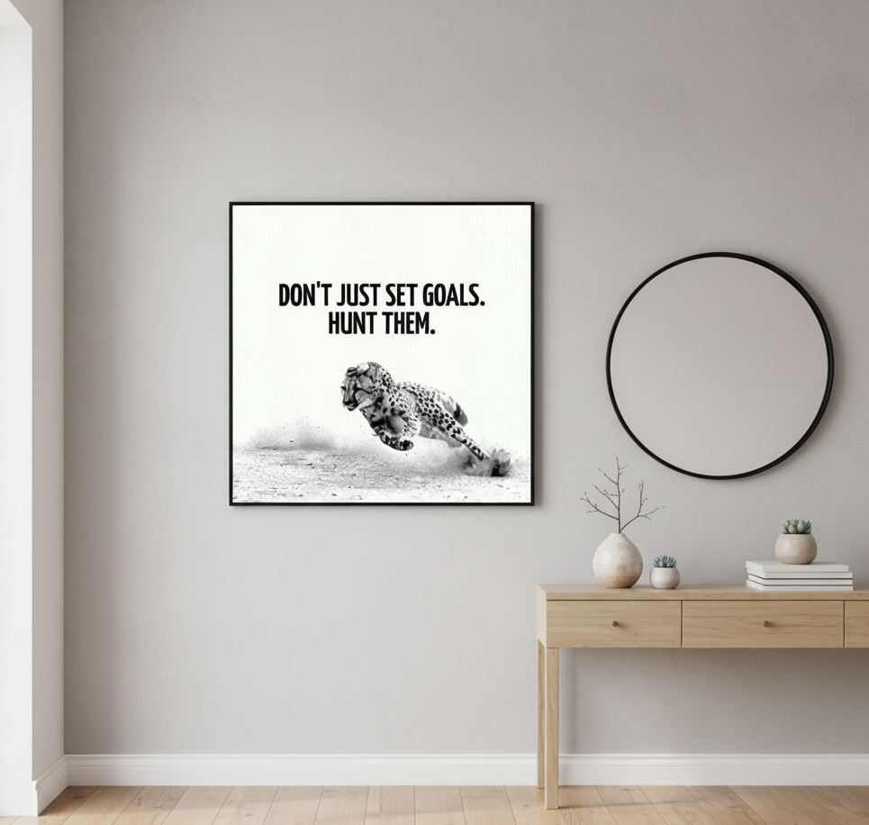 Hunt Your Goals – Cheetah Motivational Wall Art