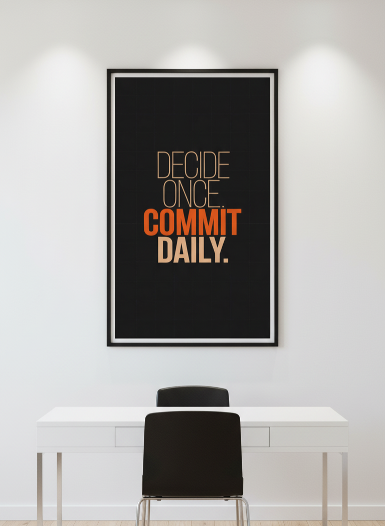 Decide & Commit – Motivational Quote Wall Art