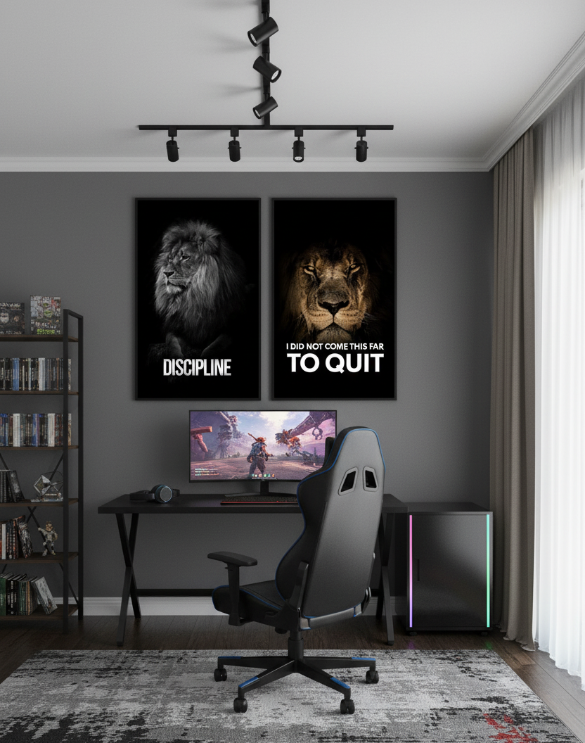 Discipline & Never Quit – 2-Panel Motivational Wall Art