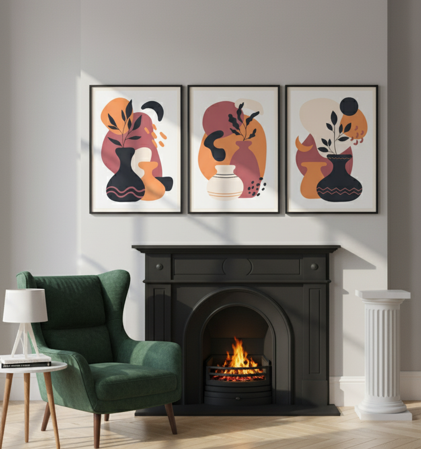 Earthen Bloom – Boho Pots & Flowers Wall Art