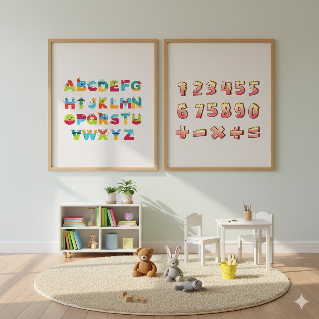 Learn & Grow – 2 Panel Kids Educational Wall Art