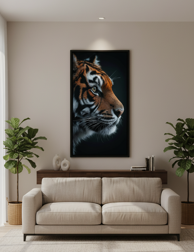 Fierce Elegance – Side Portrait of a Tiger Wall Art Panel