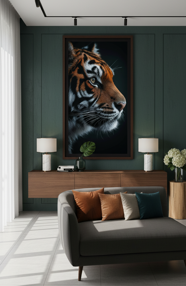 Fierce Elegance – Side Portrait of a Tiger Wall Art Panel