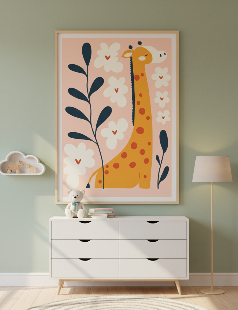 Gentle Giraffe – Cartoon Wall Art for Kids