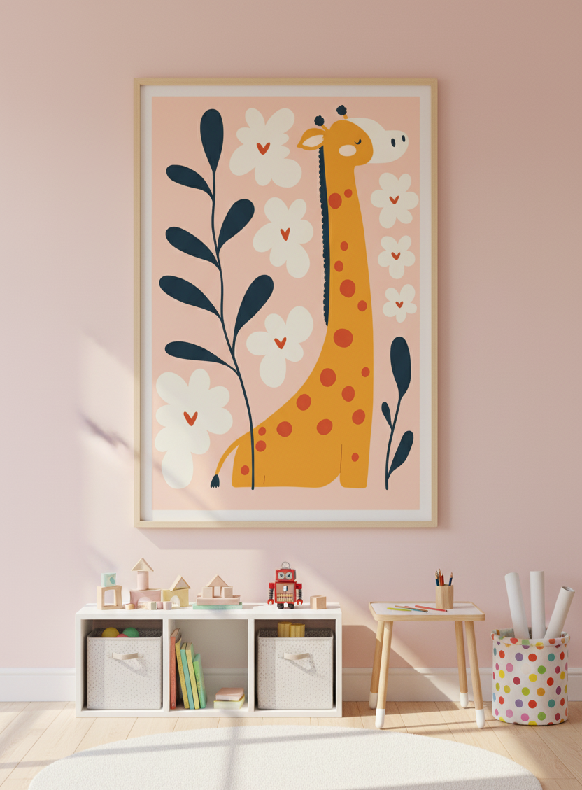 Gentle Giraffe – Cartoon Wall Art for Kids