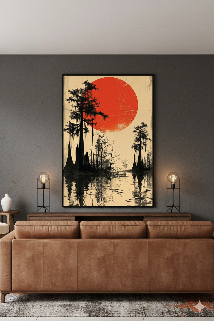 Golden Horizon – Sunset Through the Trees Wall Art