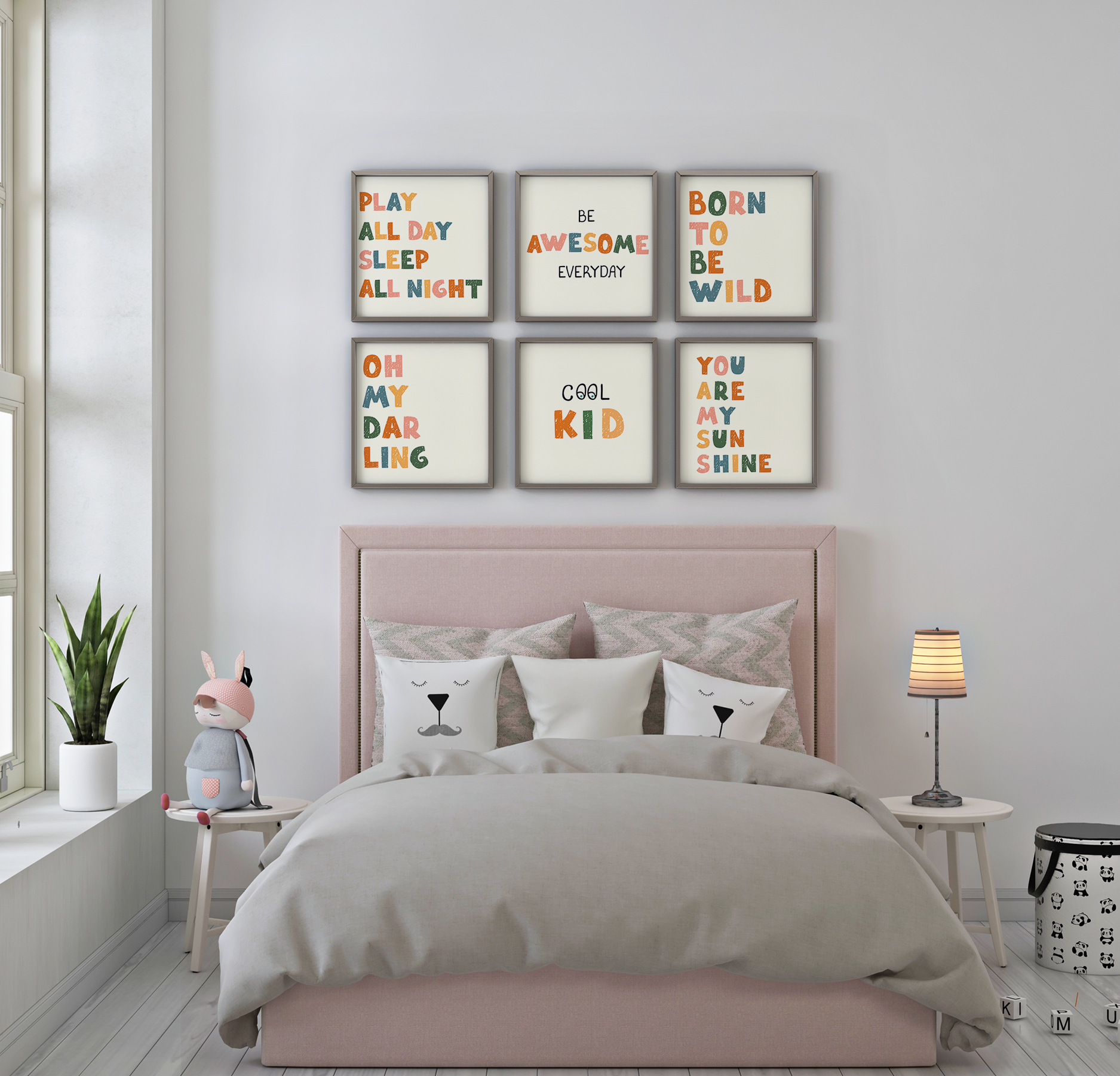 Happy Words – 6 Panel Kids Quote Wall Art