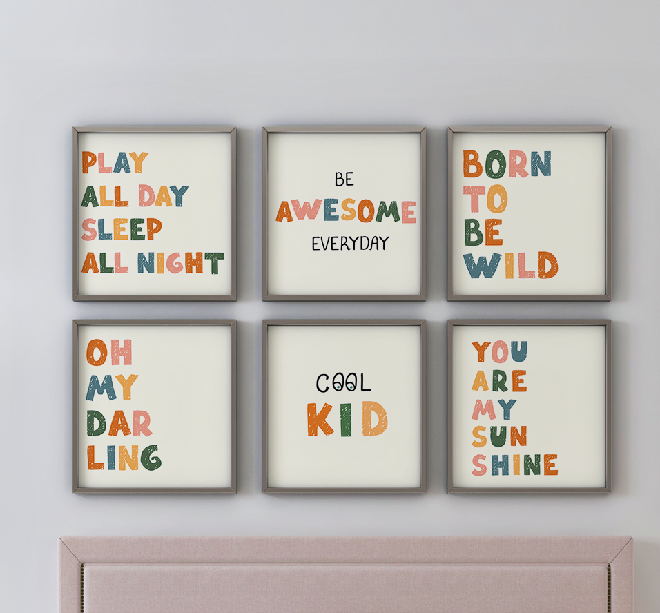 Happy Words – 6 Panel Kids Quote Wall Art