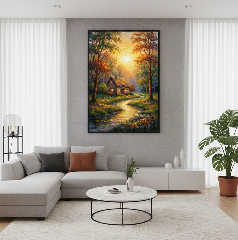 Hidden Haven – Cottage in the Woods Wall Art