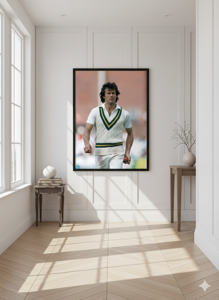 The Visionary Leader – Imran Khan in Test Whites Wall Art