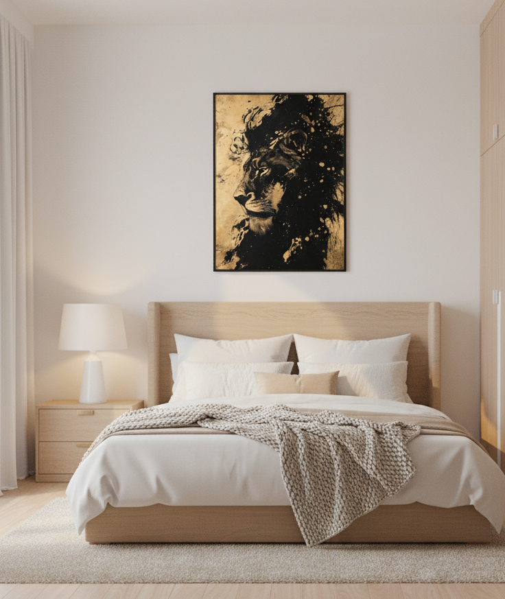 King’s Gaze – Side Portrait of a Lion Wall Art Panel