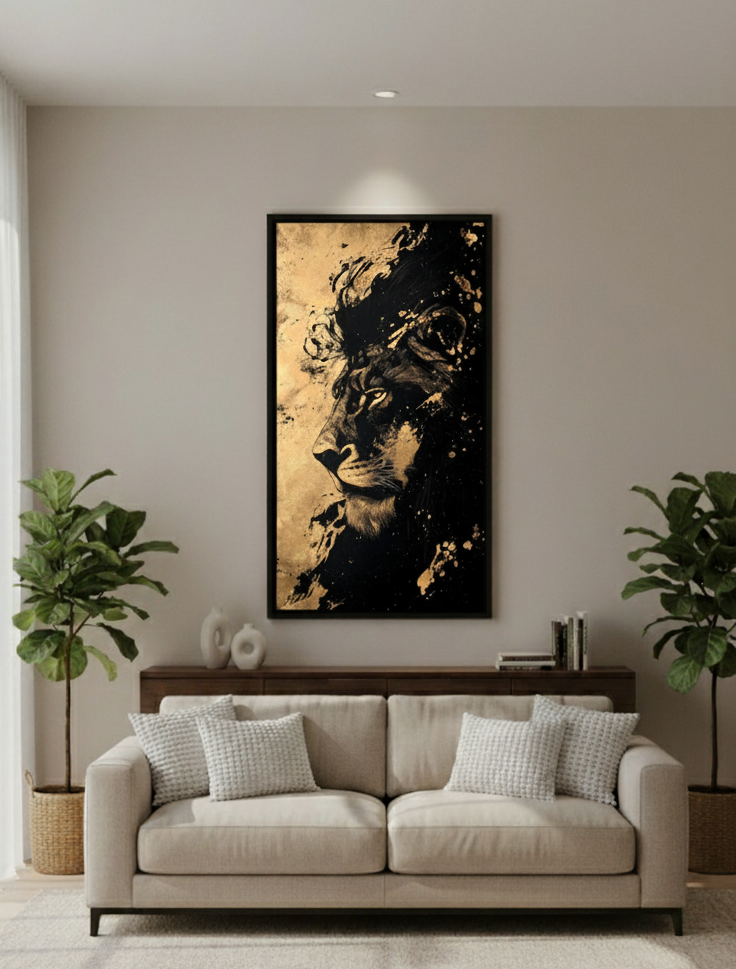 King’s Gaze – Side Portrait of a Lion Wall Art Panel