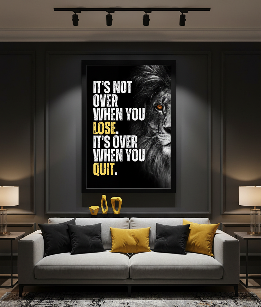 Never Quit – Lion Motivational Wall Art