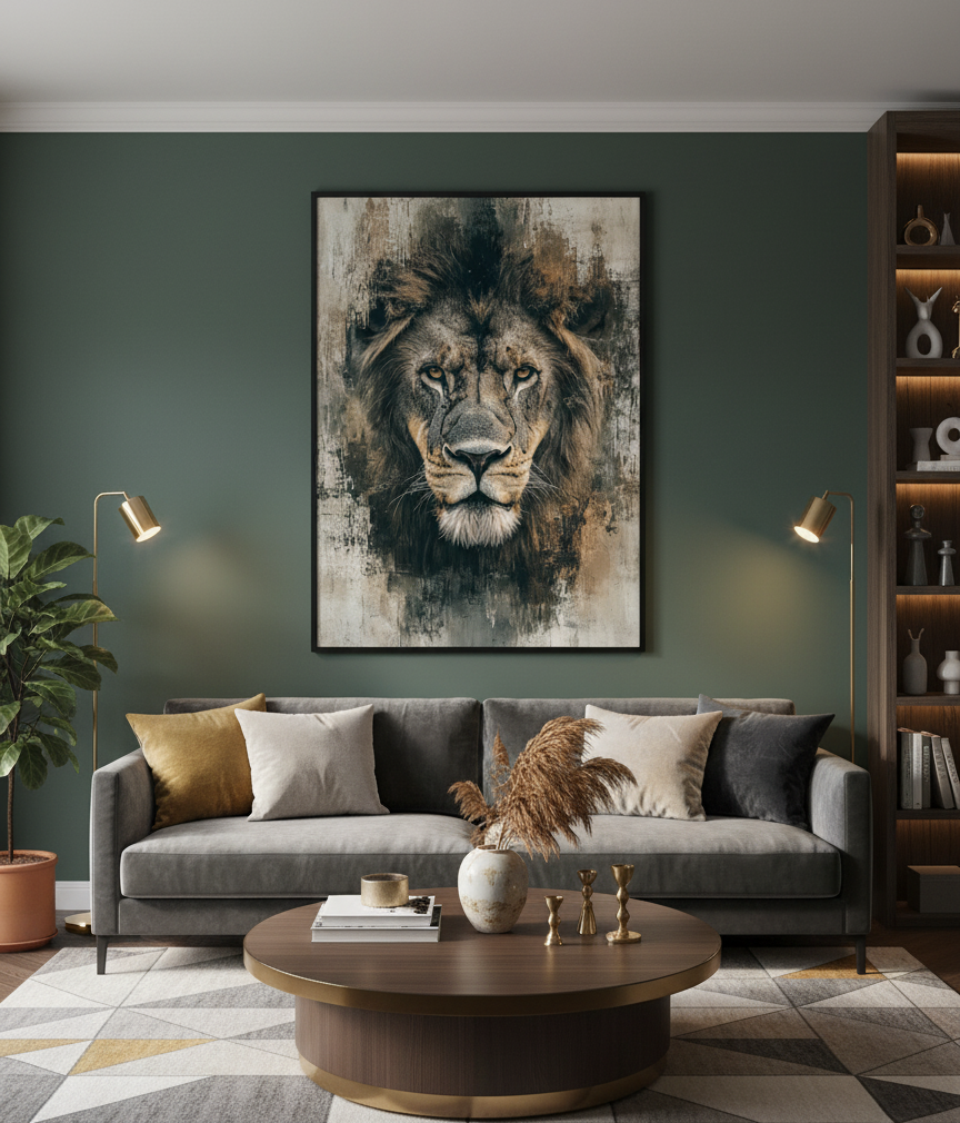 Lion Portrait Wall Art panel – Power In Silence