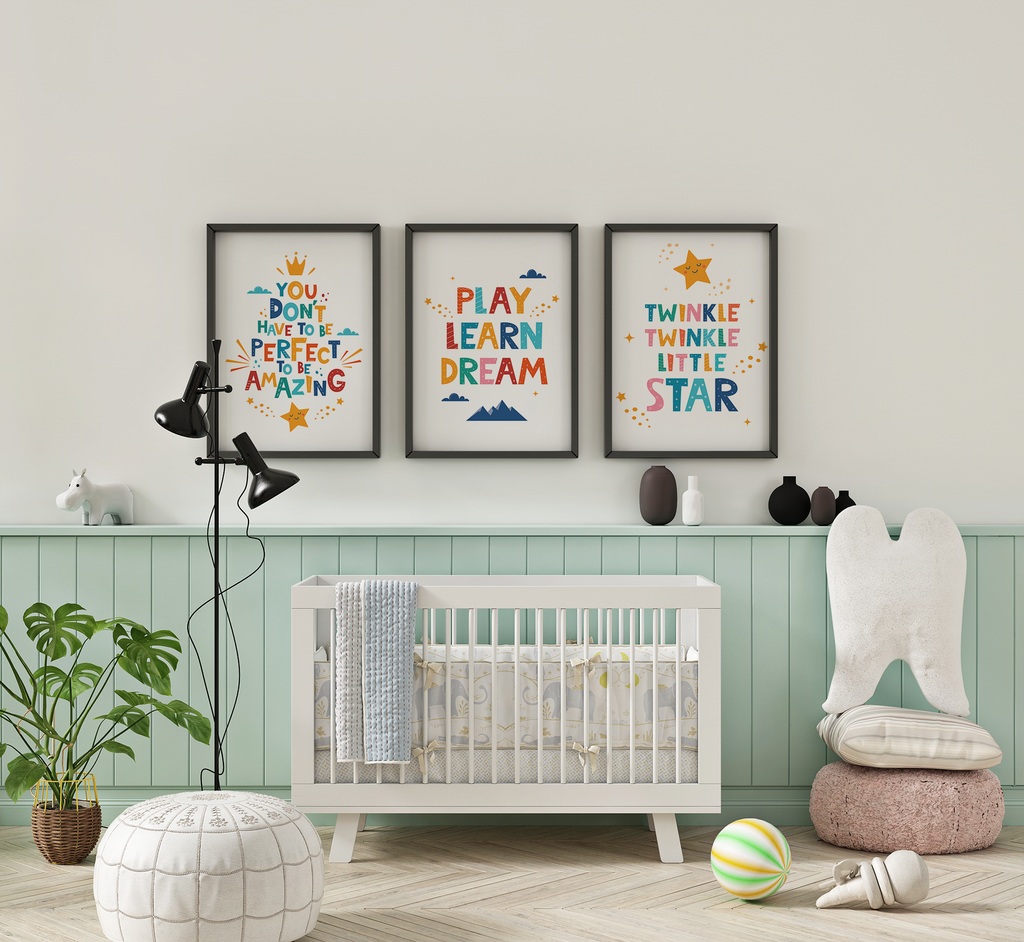 Little Star Kids Quote Wall Art – 3 Panel Set