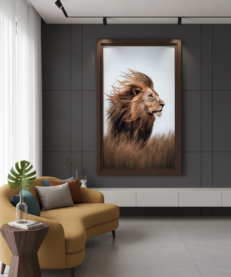 King of the Wind – Majestic Lion Wall Art Panel