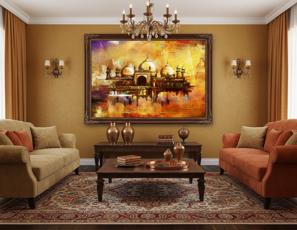Golden Reflections – Mughal Splendor Mosque Wall Art