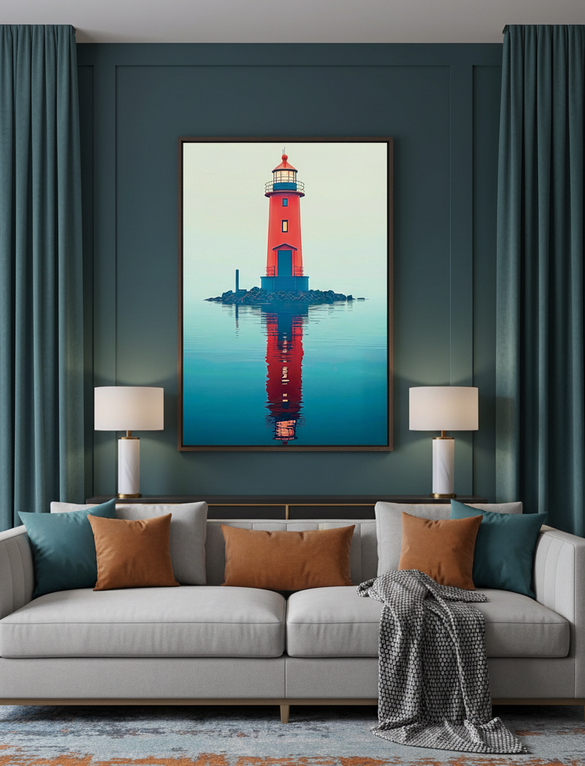 Beacon of Tranquility – Lighthouse by the Sea Wall Art