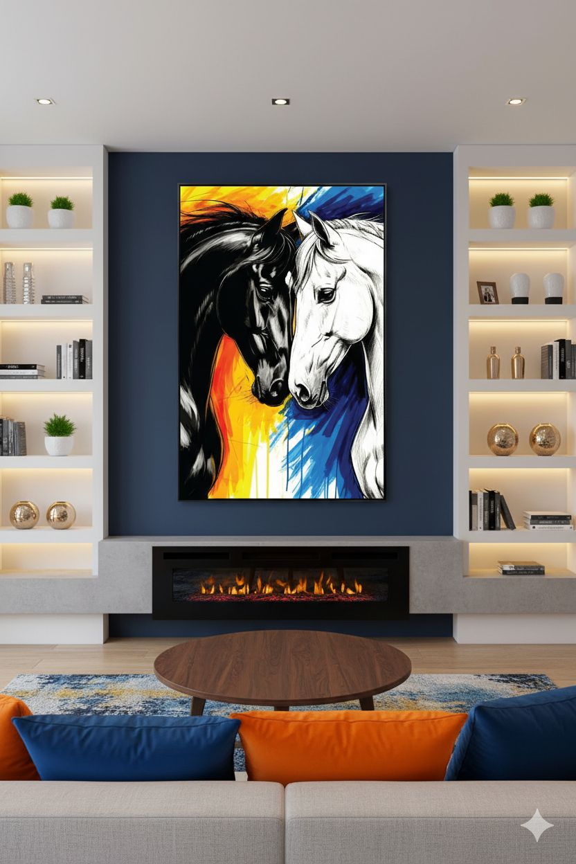 Spirit of Freedom – Two Horses Painting Wall Art