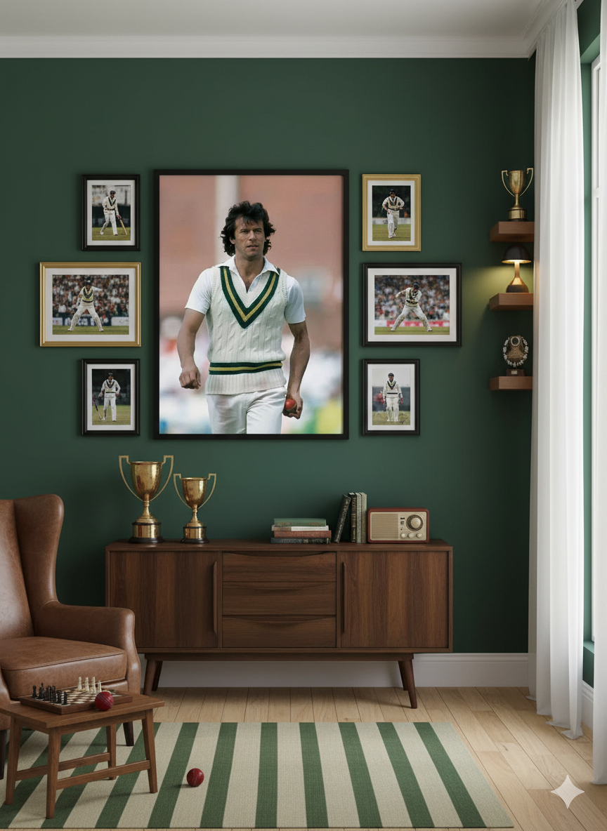 The Visionary Leader – Imran Khan in Test Whites Wall Art