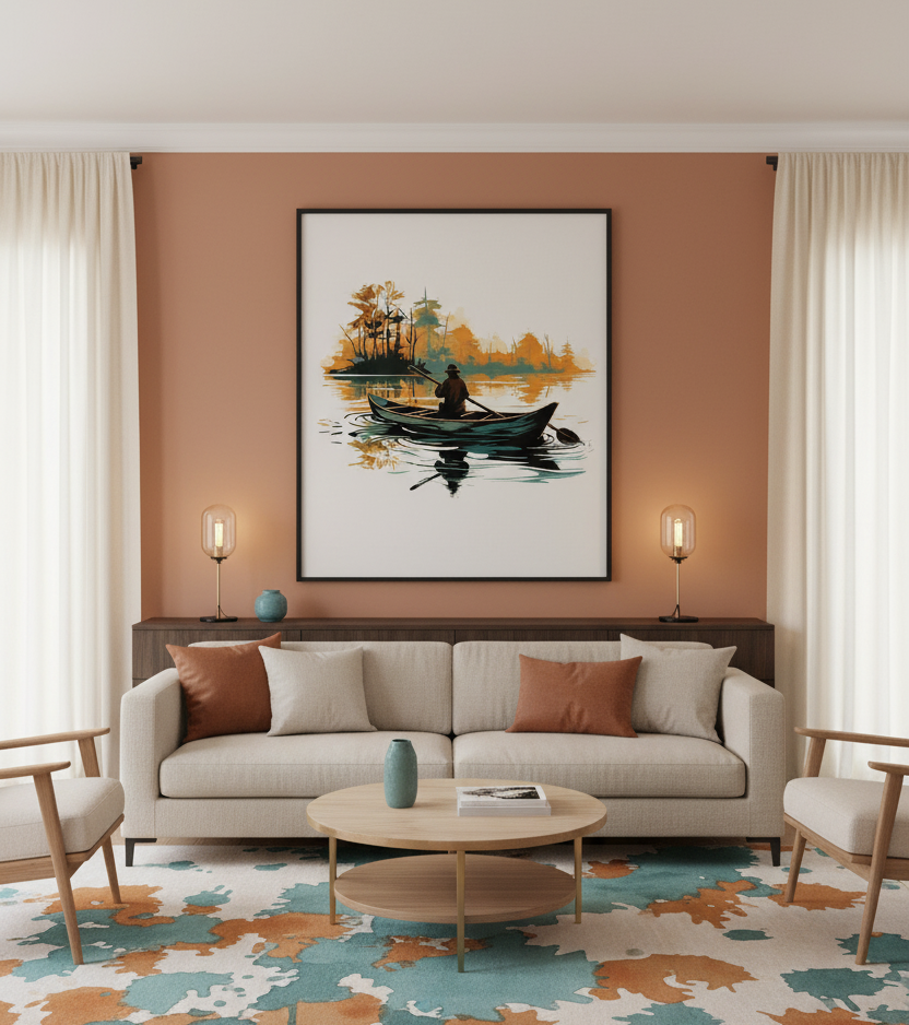 Silent Reflections – Boat on Still Waters Wall Art