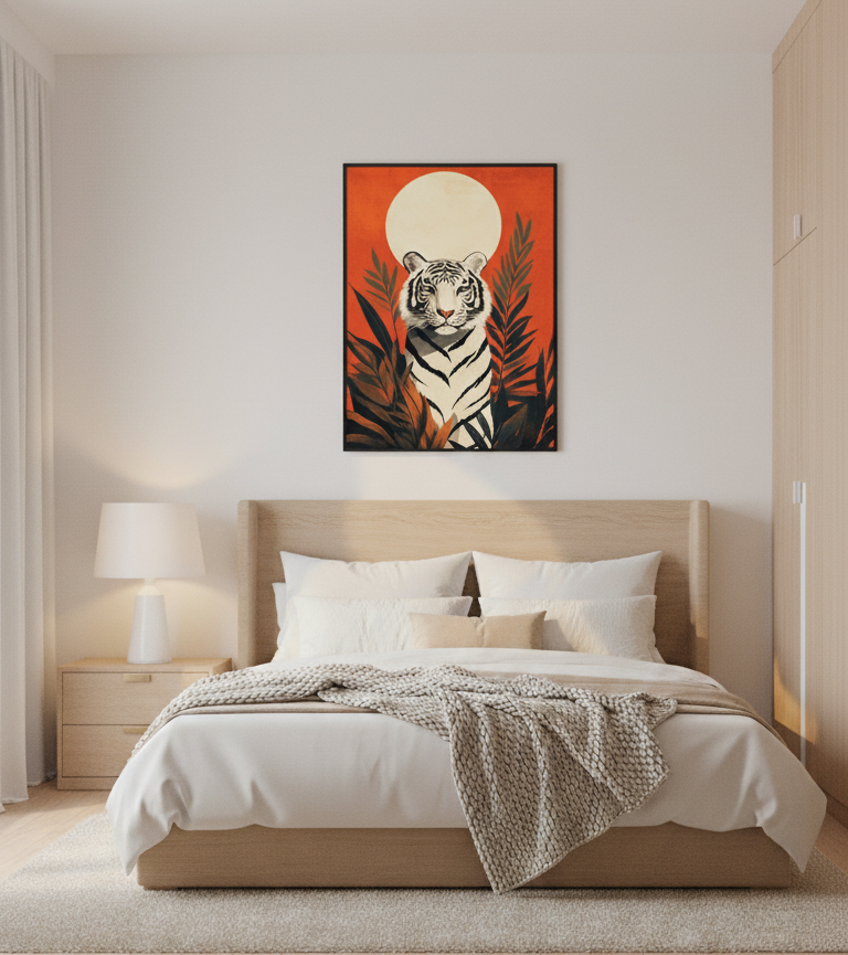 Silent Strength – White Tiger in the Wild Wall Art Panel