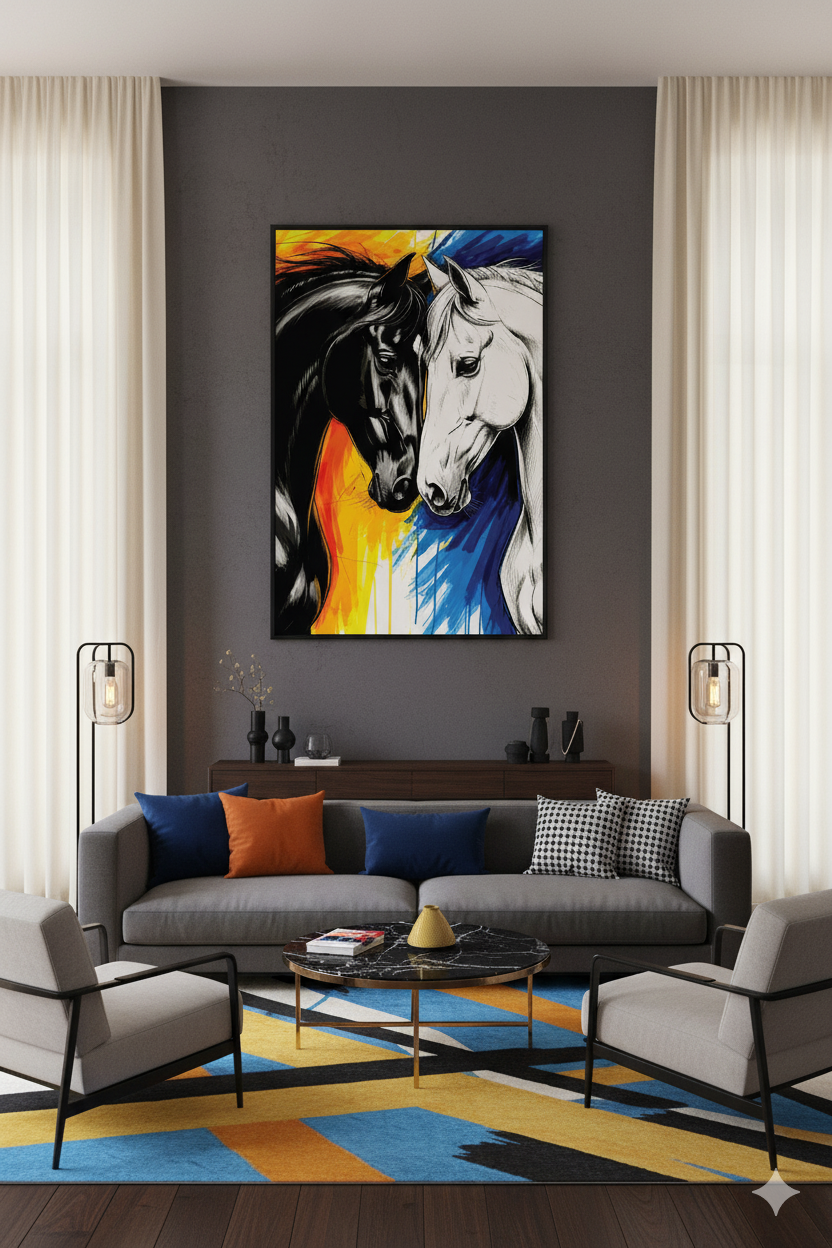Spirit of Freedom – Two Horses Painting Wall Art