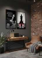 Strategy & Victory – 2-Panel Chess Motivational Wall Art