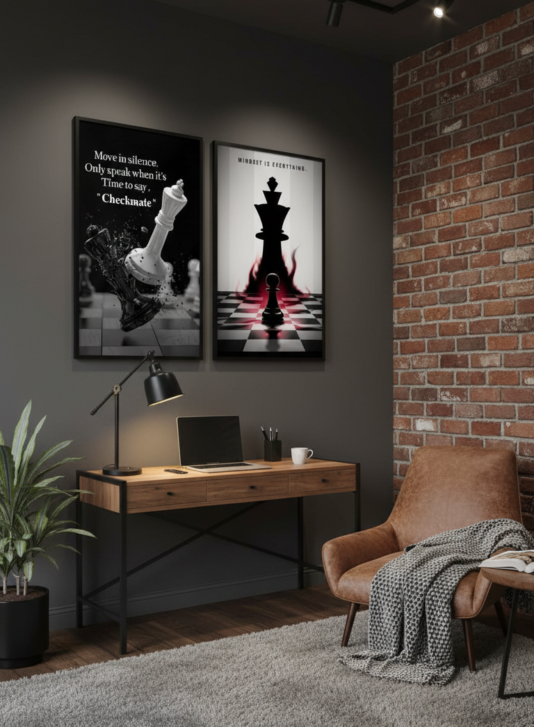 Strategy & Victory – 2-Panel Chess Motivational Wall Art