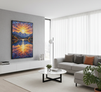 Golden Reflections – Sunset Over Snowy Peaks Wall Art