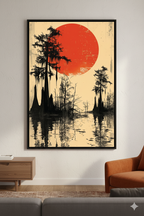 Golden Horizon – Sunset Through the Trees Wall Art