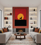 Radiant Grace – Deer Silhouette at Sunset Wall Art
