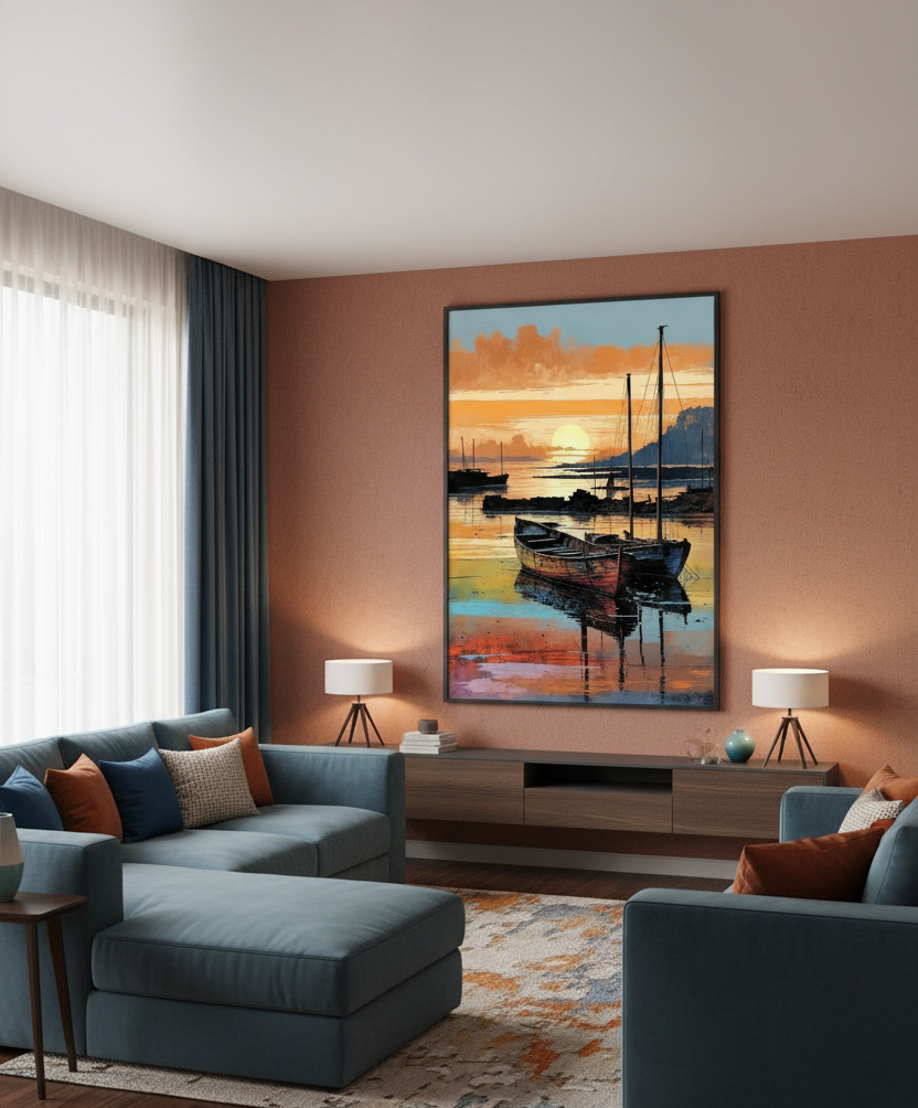 Golden Voyage – Boats at Sunset Wall Art