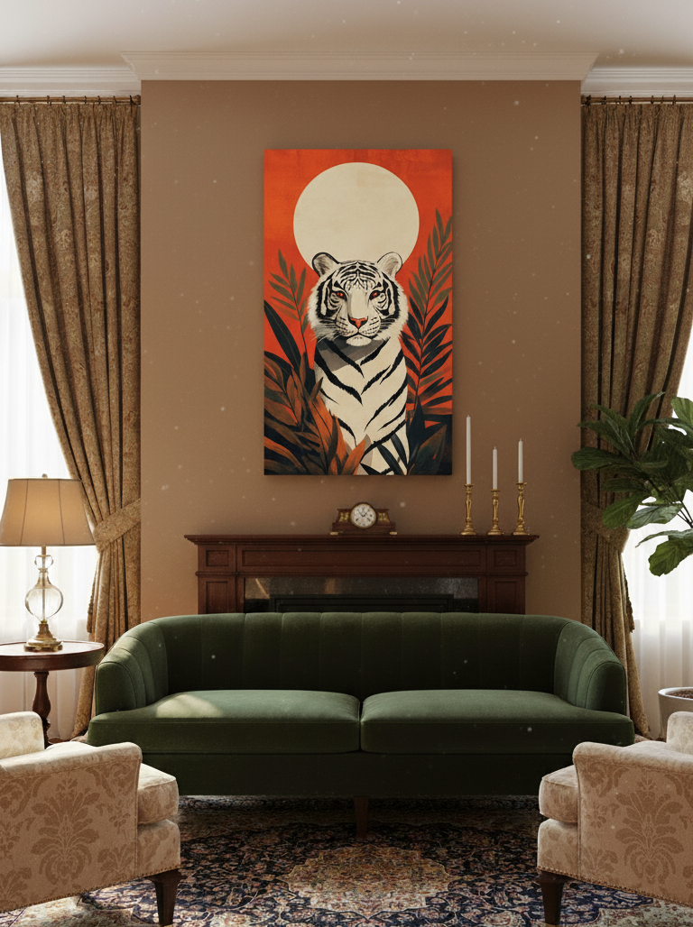 Silent Strength – White Tiger in the Wild Wall Art Panel
