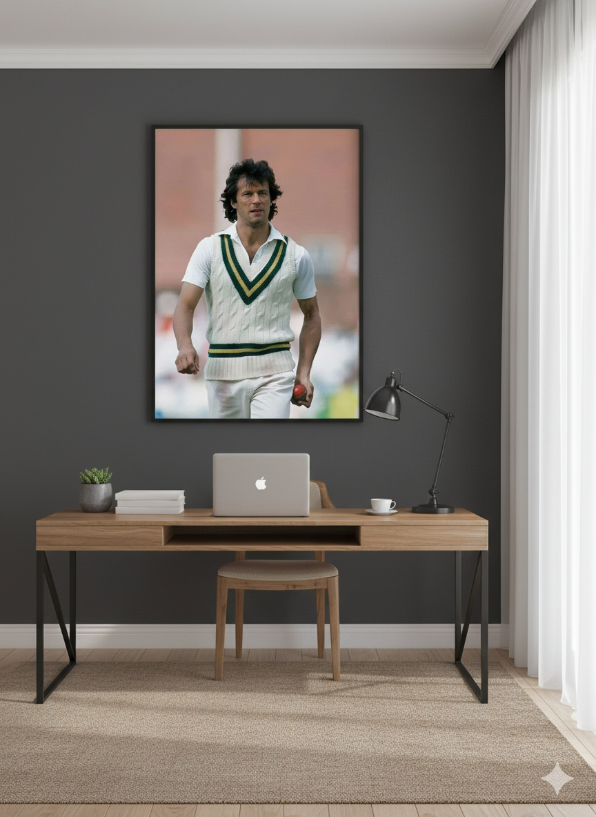 The Visionary Leader – Imran Khan in Test Whites Wall Art