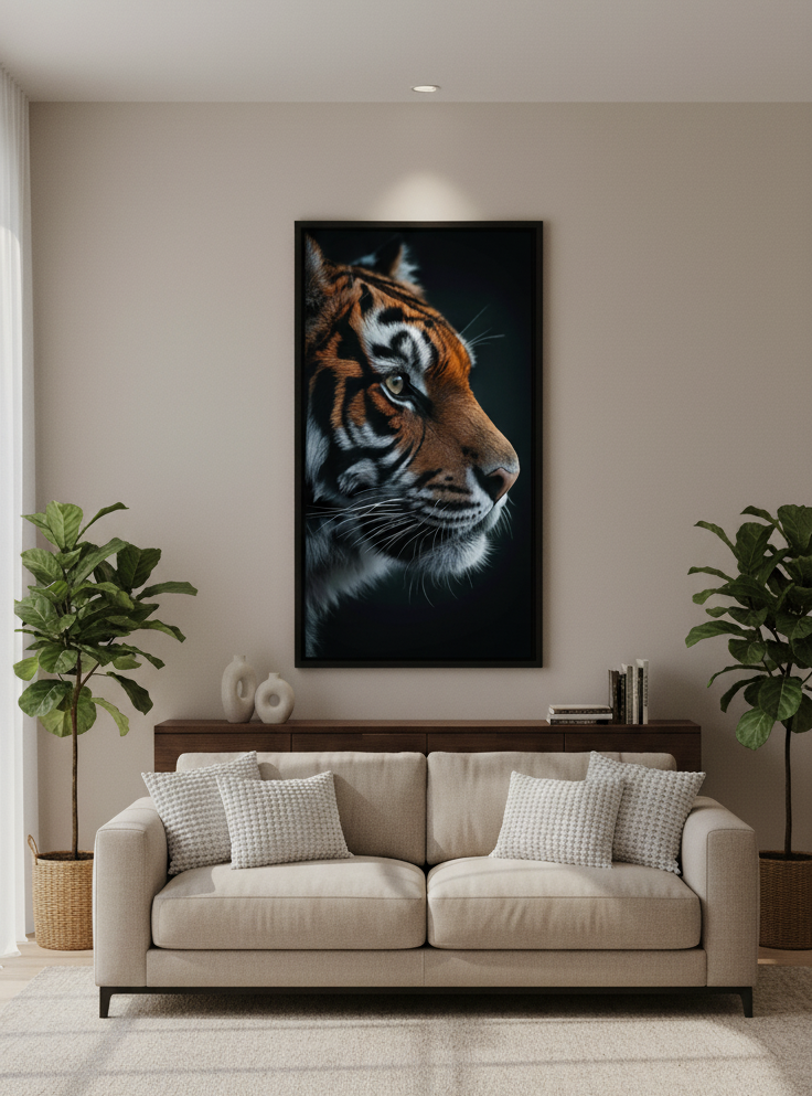 Fierce Elegance – Side Portrait of a Tiger Wall Art Panel
