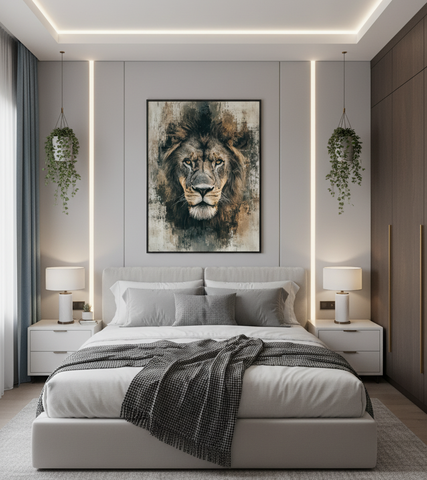 Lion Portrait Wall Art panel – Power In Silence