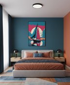 Tranquil Voyage – Boat Beneath the White Sun Wall Art