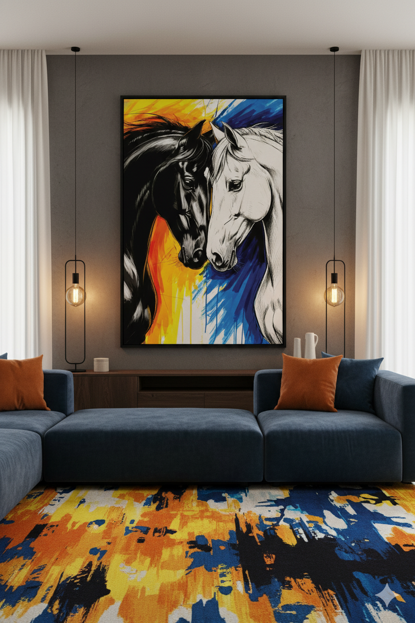 Spirit of Freedom – Two Horses Painting Wall Art