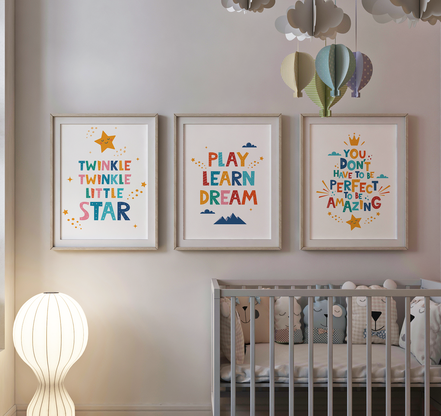 Little Star Kids Quote Wall Art – 3 Panel Set